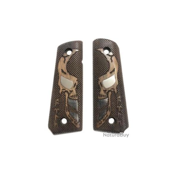 Poign�e en bois grav�e au Laser en m�tal, Compatible avec Colt 1911