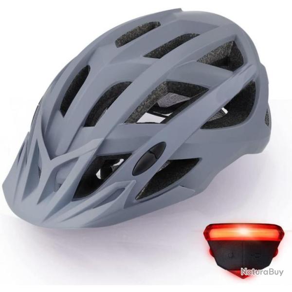 TOP ENCHERE - Casque de v�lo gris + �clairage arri�re + pare soleil - Livraison gratuite et rapide