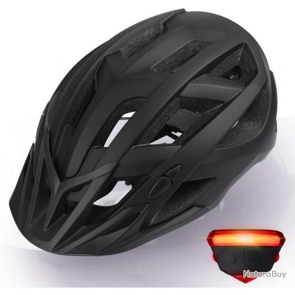 TOP ENCHERE - Casque de v�lo noir + �clairage arri�re + pare soleil - Livraison gratuite et rapide