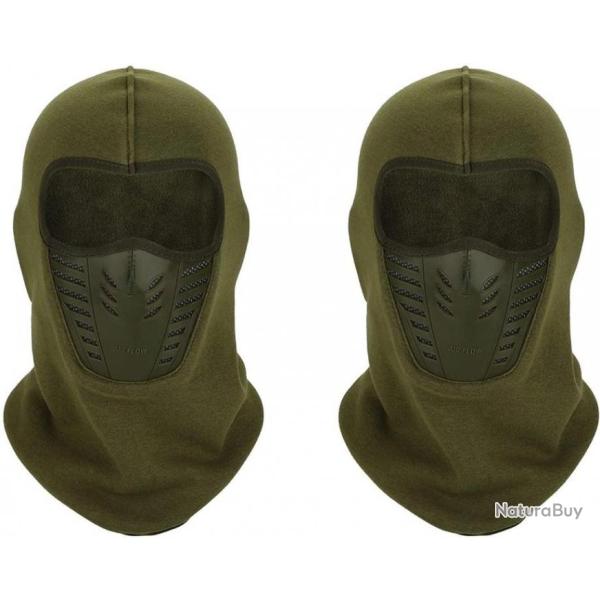TOP ENCHERE - Cagoule chaude multifonctions - Vert arm�e - Lot de 2 - LIVRAISON GRATUITE ET RAPIDE