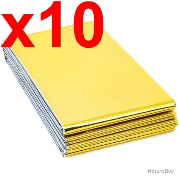 [D�STOCKAGE] Lot de 10 Couvertures de Survie Ultra-R�sistantes Grand Format (210 x 160 cm)