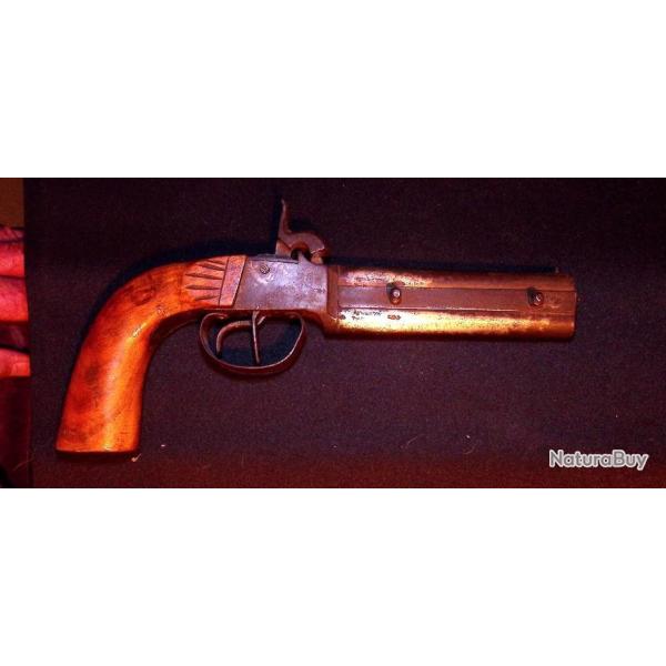 Pistolet a poudre noire deux canons superpos fn XIXme(livraison par Happy post 15)