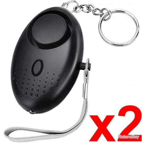 Lot de 2 Alarmes Personnelles Anti-agression Ultra-Puissantes (130 dB) + Lampe LED. Dissuade, Alerte