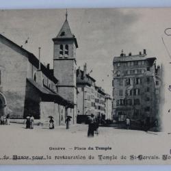 CPA Suisse Genève Place du temple Souvenir du Bazar St-Gervais 1903