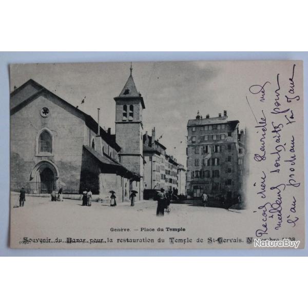 CPA Suisse Gen�ve Place du temple Souvenir du Bazar St-Gervais 1903