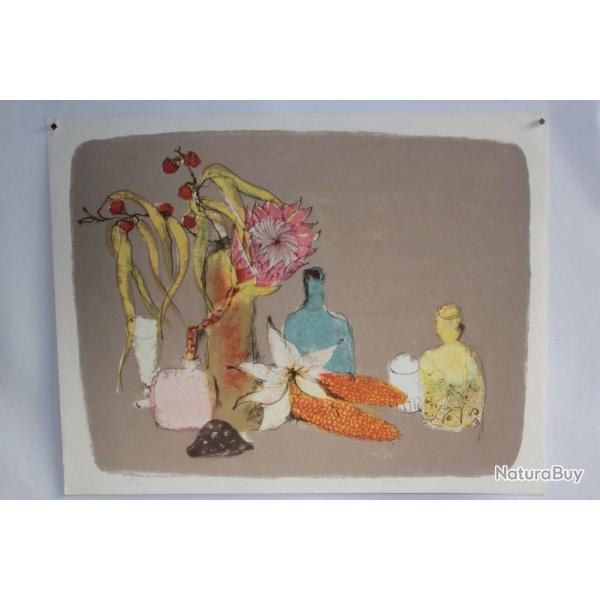 Lithographie originale Hans Ruedi SIEBER Nature morte