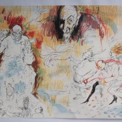 Lithographie originale Jacques PECNARD L'Avarice