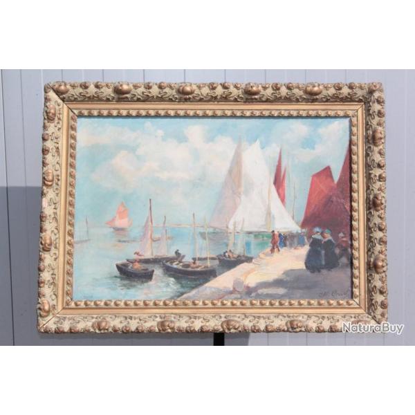 Tableau Peinture Bateaux H. Croset 1938