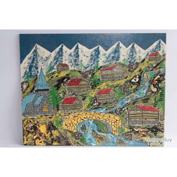 Tableau peinture Village de montagne Art na�f Yvon LACROIX