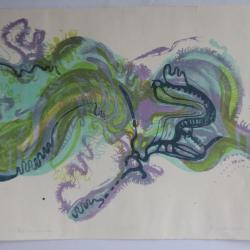 Lithographie originale Magdalena SCHNEIDER Résonance 1969