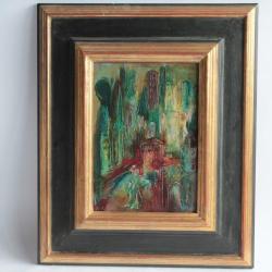 Tableau peinture sur cuivre Rosemonde KRBEC L'ange dans la ville 1969