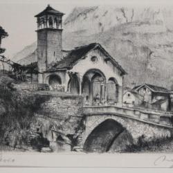 Lithographie Heinrich Jakob ZIEGLER Bei Cevio Maggia-Tal Suisse