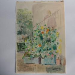 Aquarelle originale Fernand GIAUQUE 1952