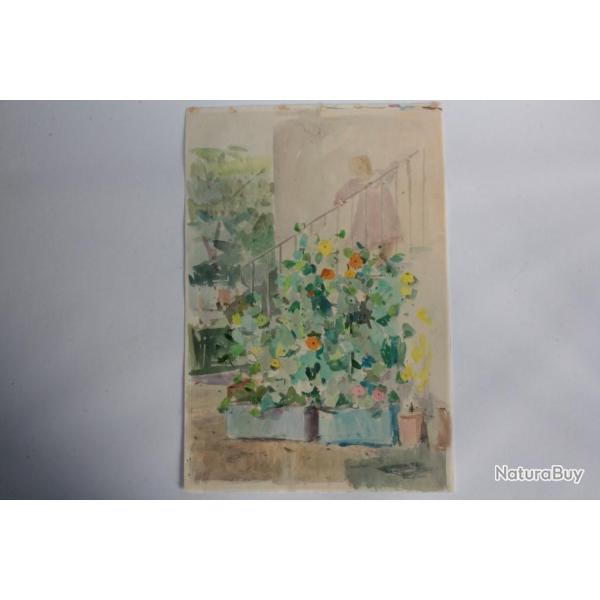 Aquarelle originale Fernand GIAUQUE 1952