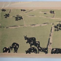 Lithographie originale Pâturages Hans BERGER épreuve d'artiste