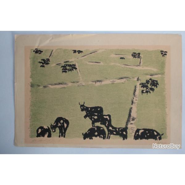 Lithographie originale P�turages Hans BERGER �preuve d'artiste