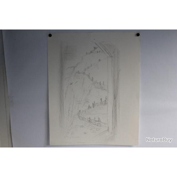 Lithographie originale Marguerite FREY-SURBEK Mont Pilatus Suisse