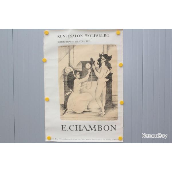 Affiche Lithographie originale �mile CHAMBON Kunstsalon Wolfsberg 1959