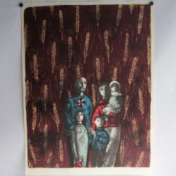 Lithographie originale Max HUNZIKER Famille