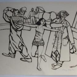 Lithographie originale Henry MEYLAN Cirque