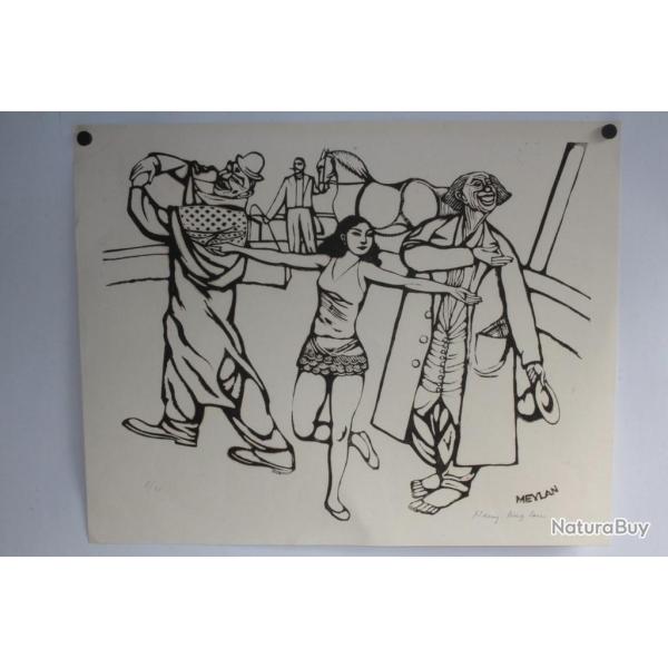 Lithographie originale Henry MEYLAN Cirque