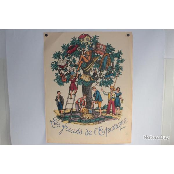 Affiche Lithographie originale Henry MEYLAN Les fruits de l'�pargne