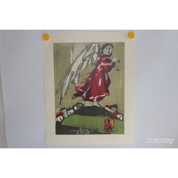 Lithographie originale Max HUNZIKER No�l 1945 Sia Frauenfeld