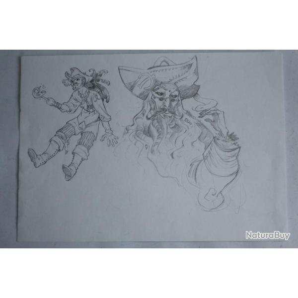 Dessin original Bande dessin�e VALP Valentine Pasche Pirates