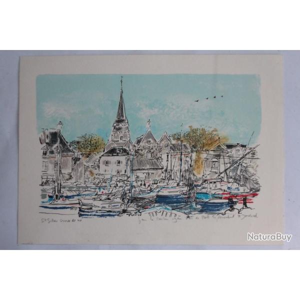 Lithographie originale Monique JOURNOD St Gilles Croix de Vie