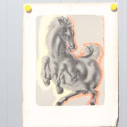 HANS ERNI Lithographie originale Cheval.