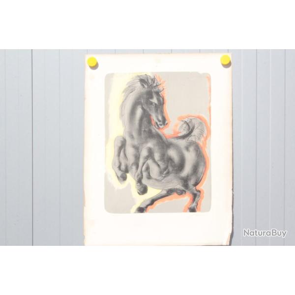 HANS ERNI Lithographie originale Cheval.