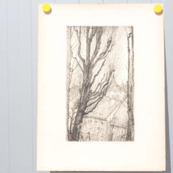 Lithographie originale Aurèle BARRRAUD Clocher Le Locle Suisse