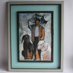 Tableau peinture Chiens D. Psaroff 2000