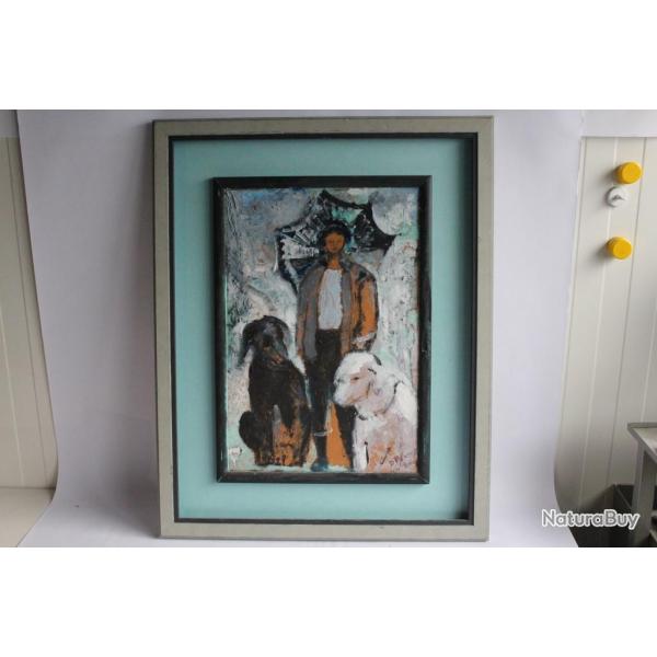Tableau peinture Chiens D. Psaroff 2000