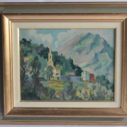 Tableau peinture Pierre BERJOLE Vers Sospel 1955 Provence