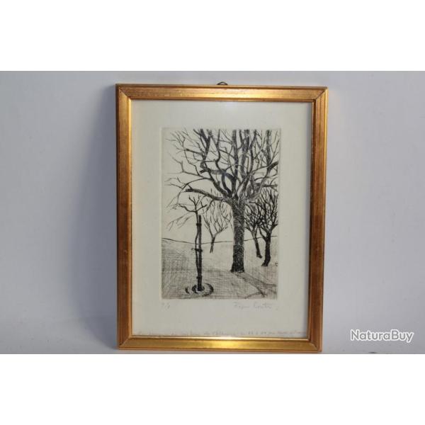 Lithographie originale Jeune Mongole Chat Alice Jaquet 1964