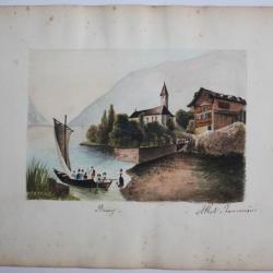 Aquarelle originale Albert Jeanrenaud Brienz Suisse