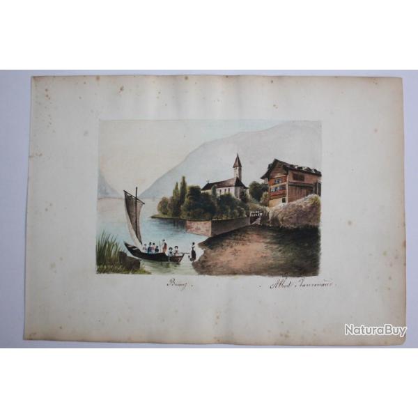Aquarelle originale Albert Jeanrenaud Brienz Suisse