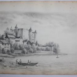 Dessin original Albert Jeanrenaud Château Lac Suisse