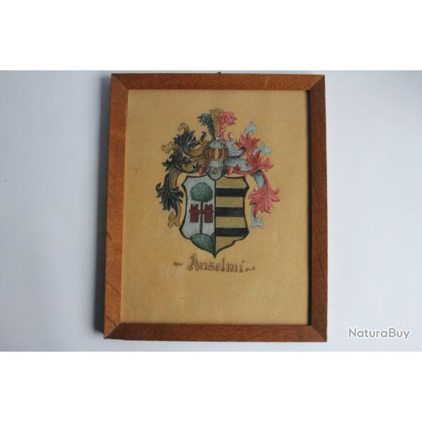Dessin original h�raldique Armoiries Famille Anselmi Suisse