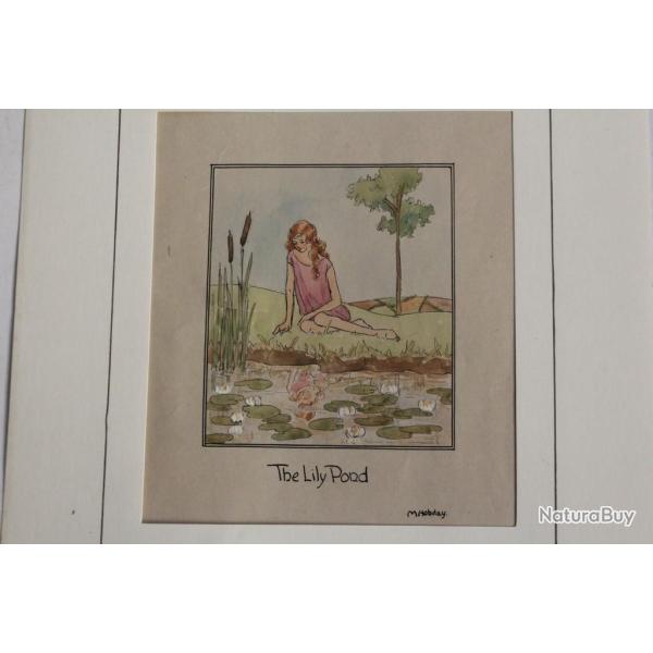 Aquarelle originale The lily Pond M Hobday