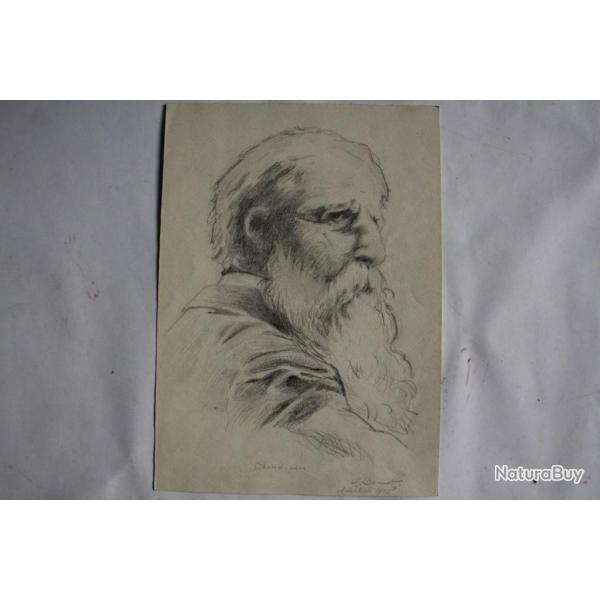 Dessin original BONNAT Grand-p�re Melchtal 1928 Suisse
