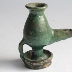 Lampe à huile terre cuite vernissée XVIIIe siècle