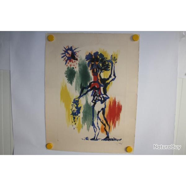 Lithographie Aquatinte Jean Lur�at Le guerrier casqu� 7/50