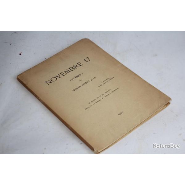 Livre d�dicac� Henry Spiess Novembre 17 Po�mes 1919