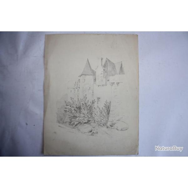 Dessin original Fran�ois DIDAY ou Alexandre CALAME Moulin � eau