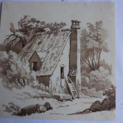 François DIDAY Dessin original à l'encre sépia