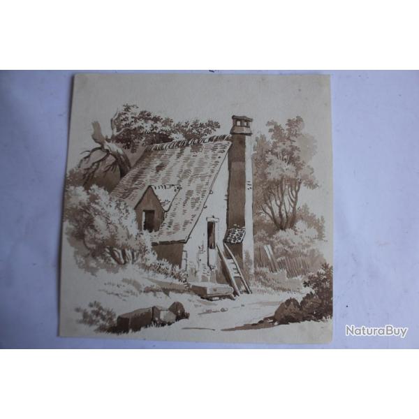 Fran�ois DIDAY Dessin original � l'encre s�pia