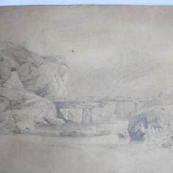 Dessin original François DIDAY ou Alexandre CALAME Pont