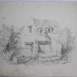 Dessin original François DIDAY ou Alexandre CALAME Puits